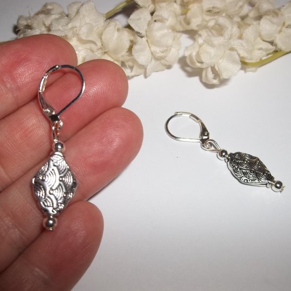 Silver Earrings Dangle Drop Lever Back Jewlery Gift Idea for Her Girl Woman 8132 - Picture 5 of 7